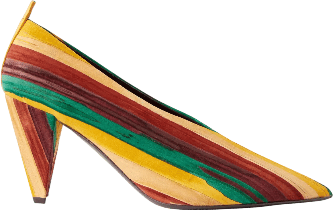 Origami 85 Striped Suede Pumps
