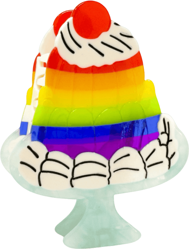 Large Rainbow Jello Cake Hair Claw Clip