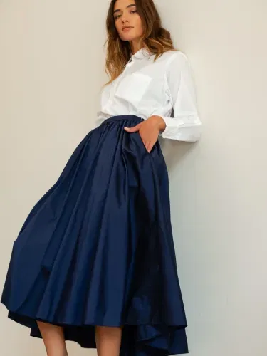 Ayla Skirt in Navy Taffeta