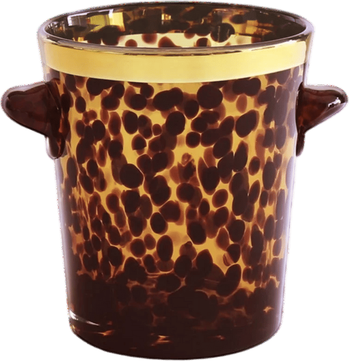 Glass Tortoise and Gold Ice Bucket