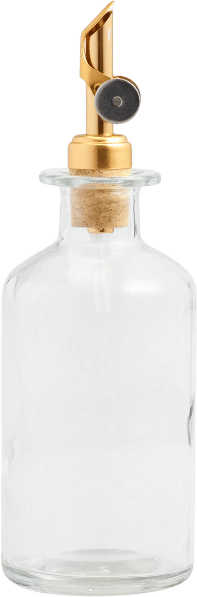 Glass Oil Bottle with Cork and Gold Spray Nozzle