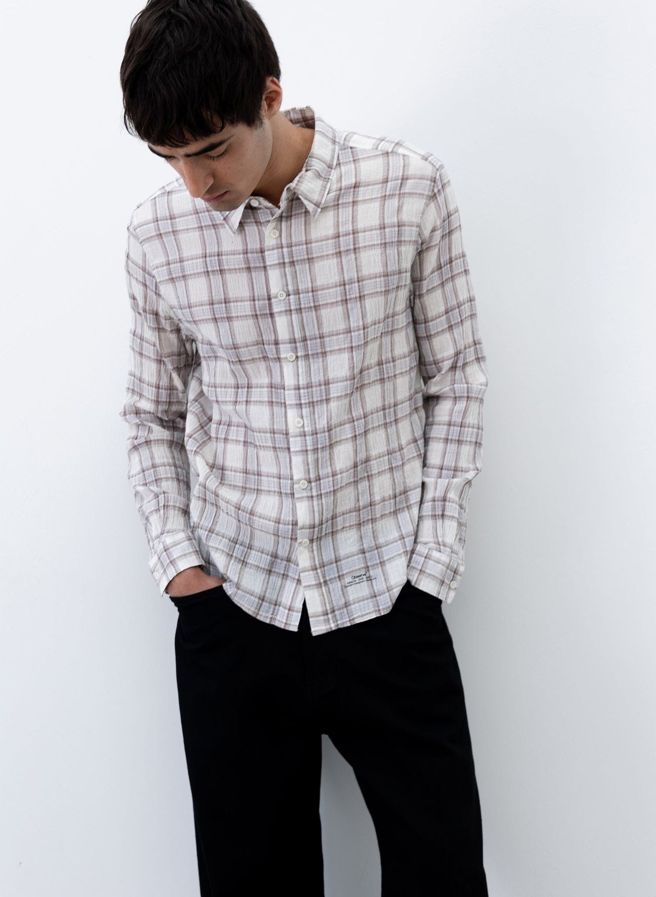 Observe Seersucker Plaid Shirt - Brown Blue
