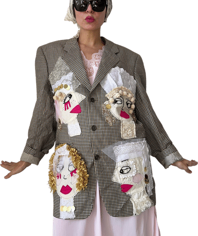 One-of-a-Kind Bridal Blazer with Lace Portrait Appliqué