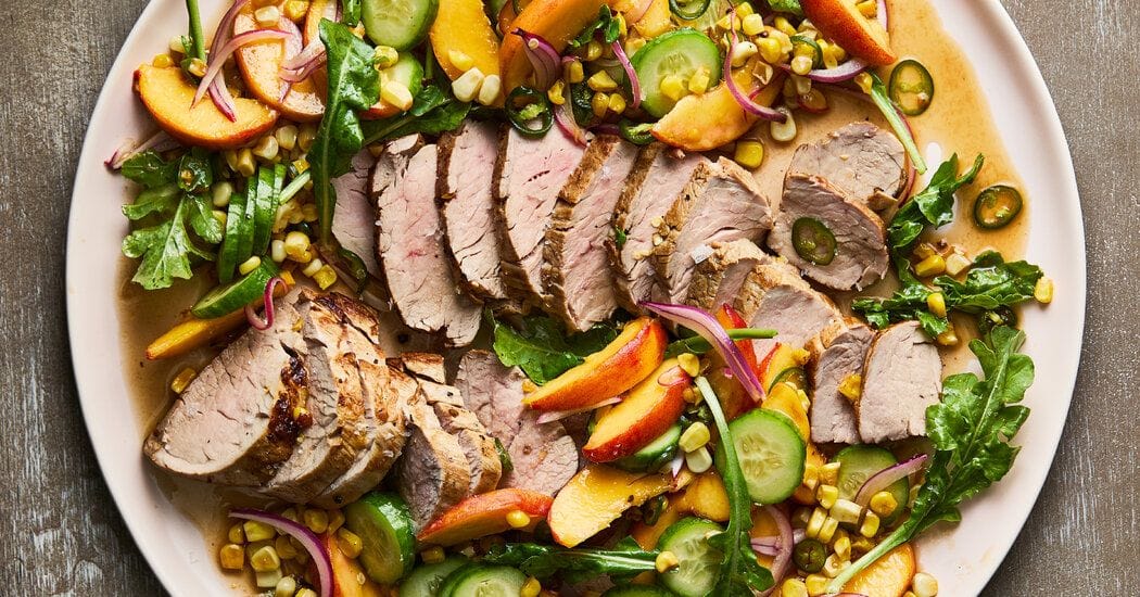 Pork Tenderloin with Corn, Peaches and Lime Recipe