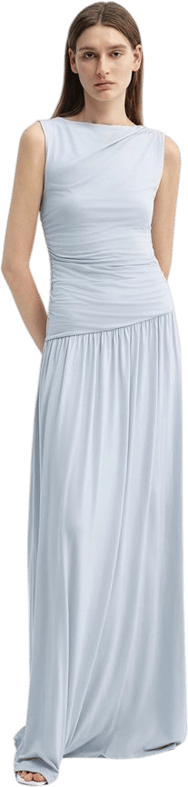 Vioness Draped Jersey Dress in Halogen Blue | Rue Sophie