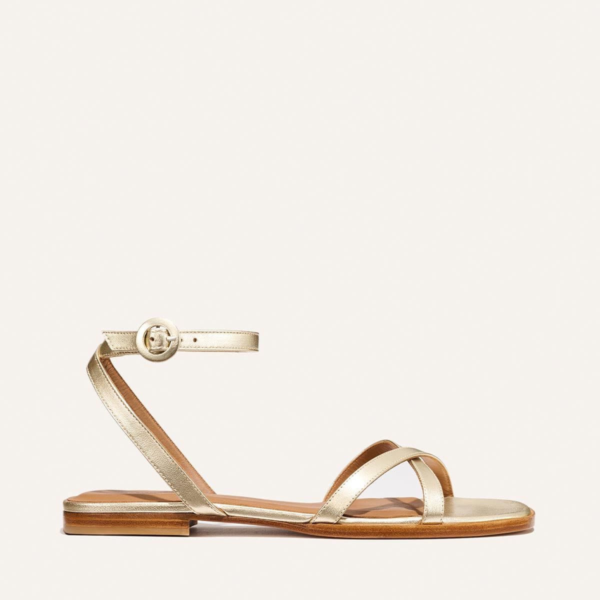 Margaux The Flat Sandal - Champagne Nappa