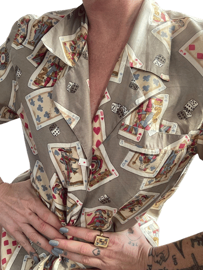 Vintage Playing Card Silk Shirt