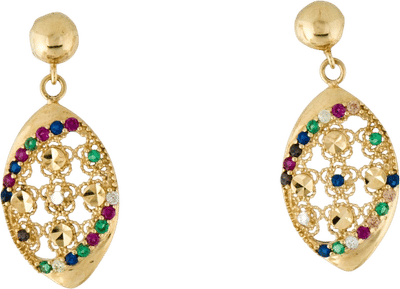 18K Multistone Drop Earrings