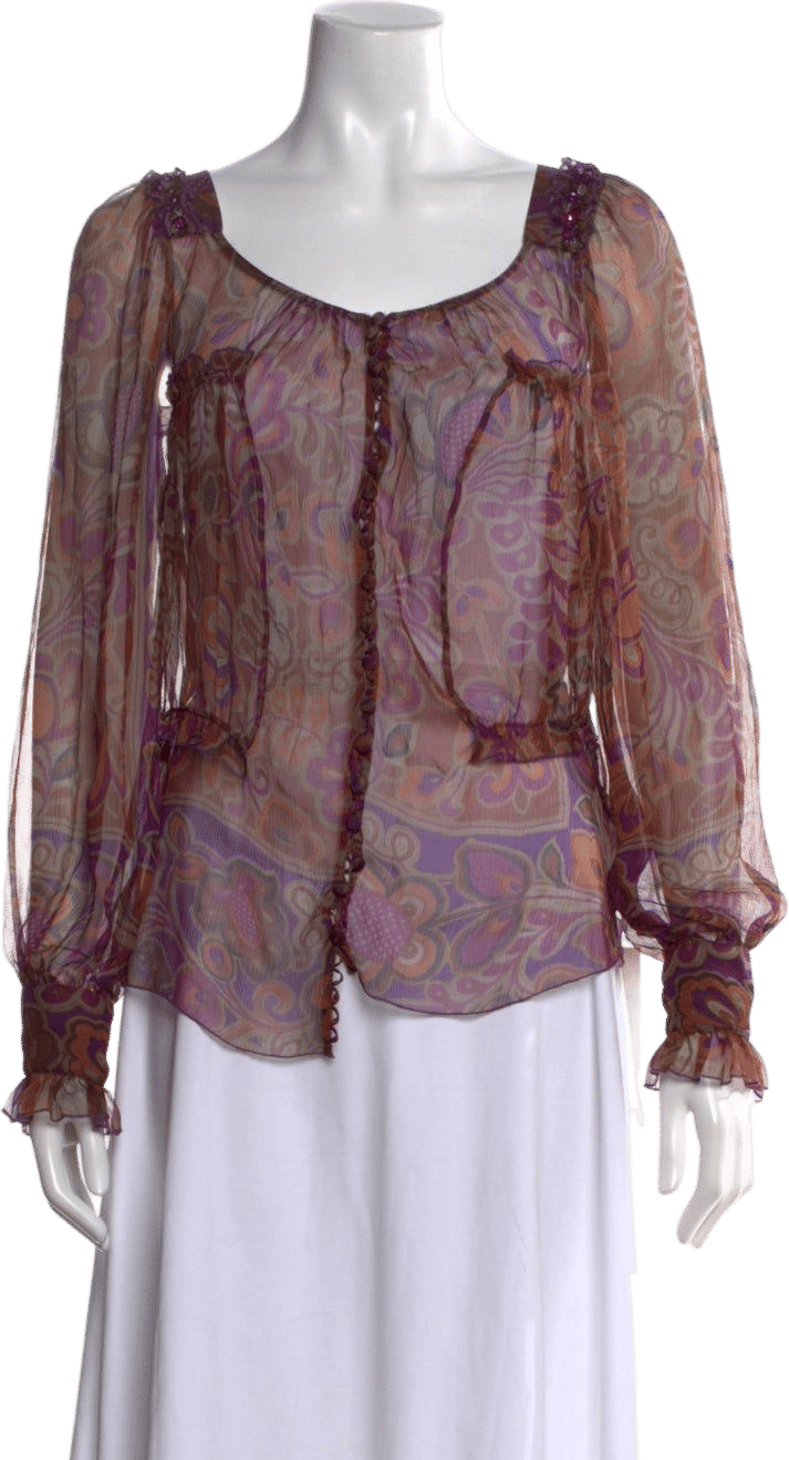 Silk Paisley Print Blouse