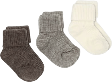 Wool Socks, Baby and Toddler, Brown-Gray & White