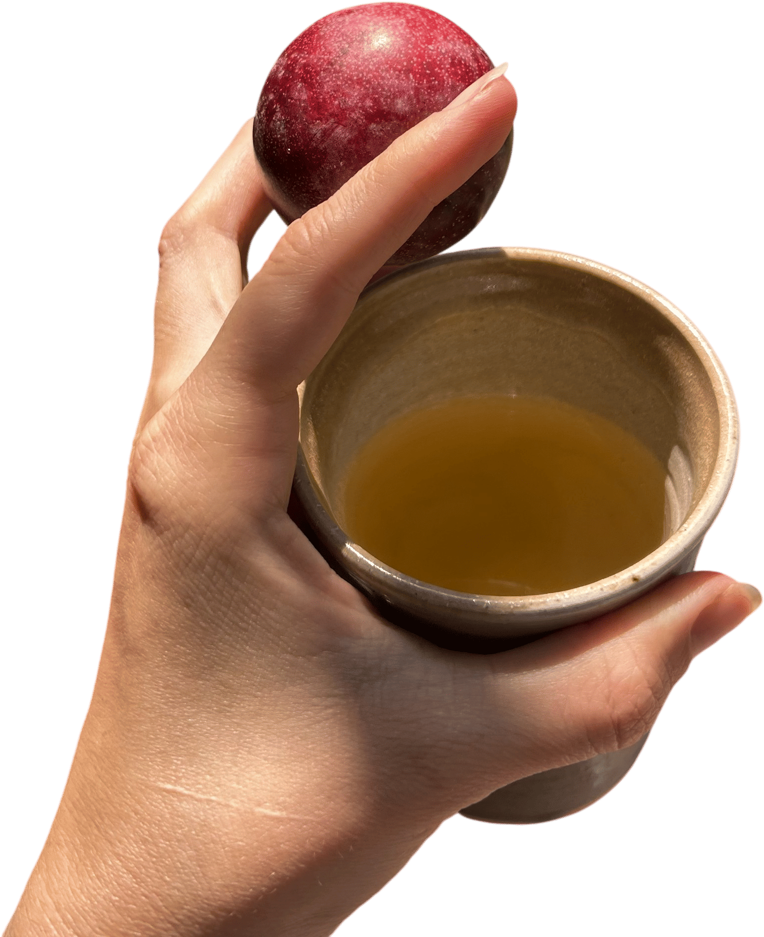 treat a plum and an iced green tea like coffee and a cigarette