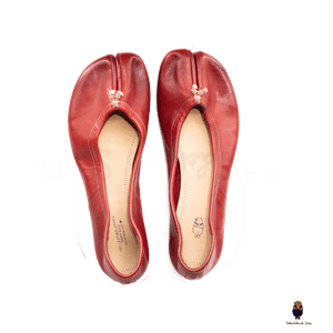 Japanese Vintage Red Horse Leather Tabi Ballet Flats