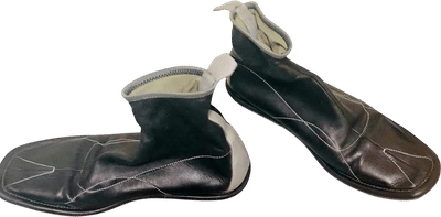 Black Leather Boots with White Stitching