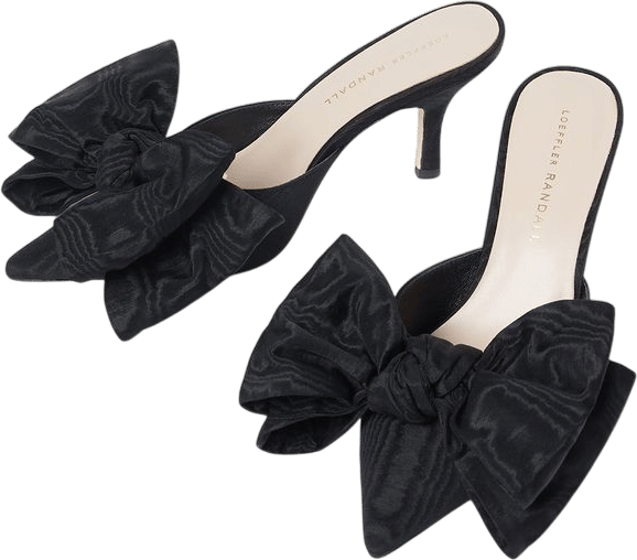 Margot Black Moiré Bow Mule