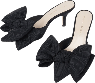 Margot Black Moiré Bow Mule