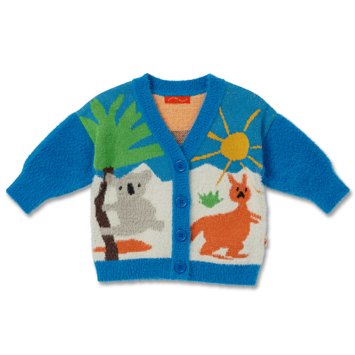 koala and kangaroo wool baby cardigan