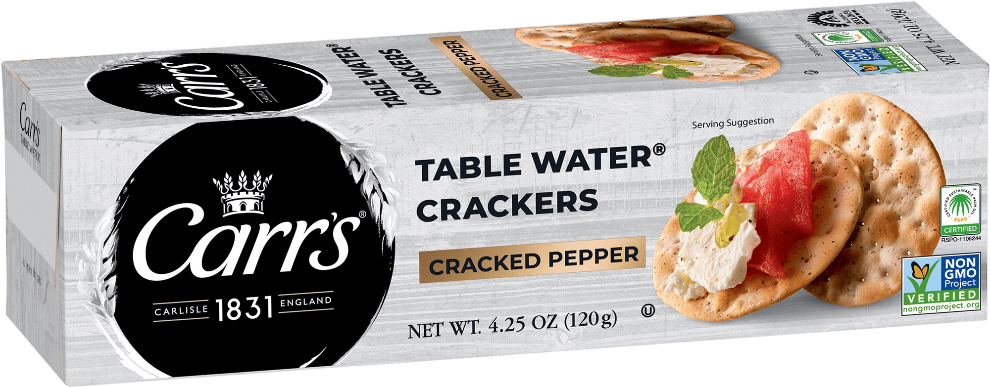 Table Water Crackers with Cracked Black Pepper