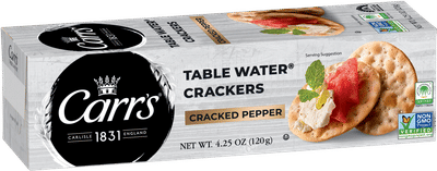 Table Water Crackers with Cracked Black Pepper