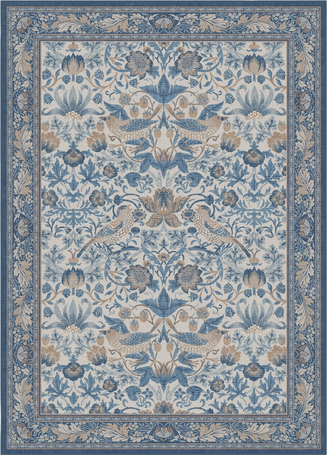 Strawberry Thief Indigo & Ivory Rug by Morris & Co.