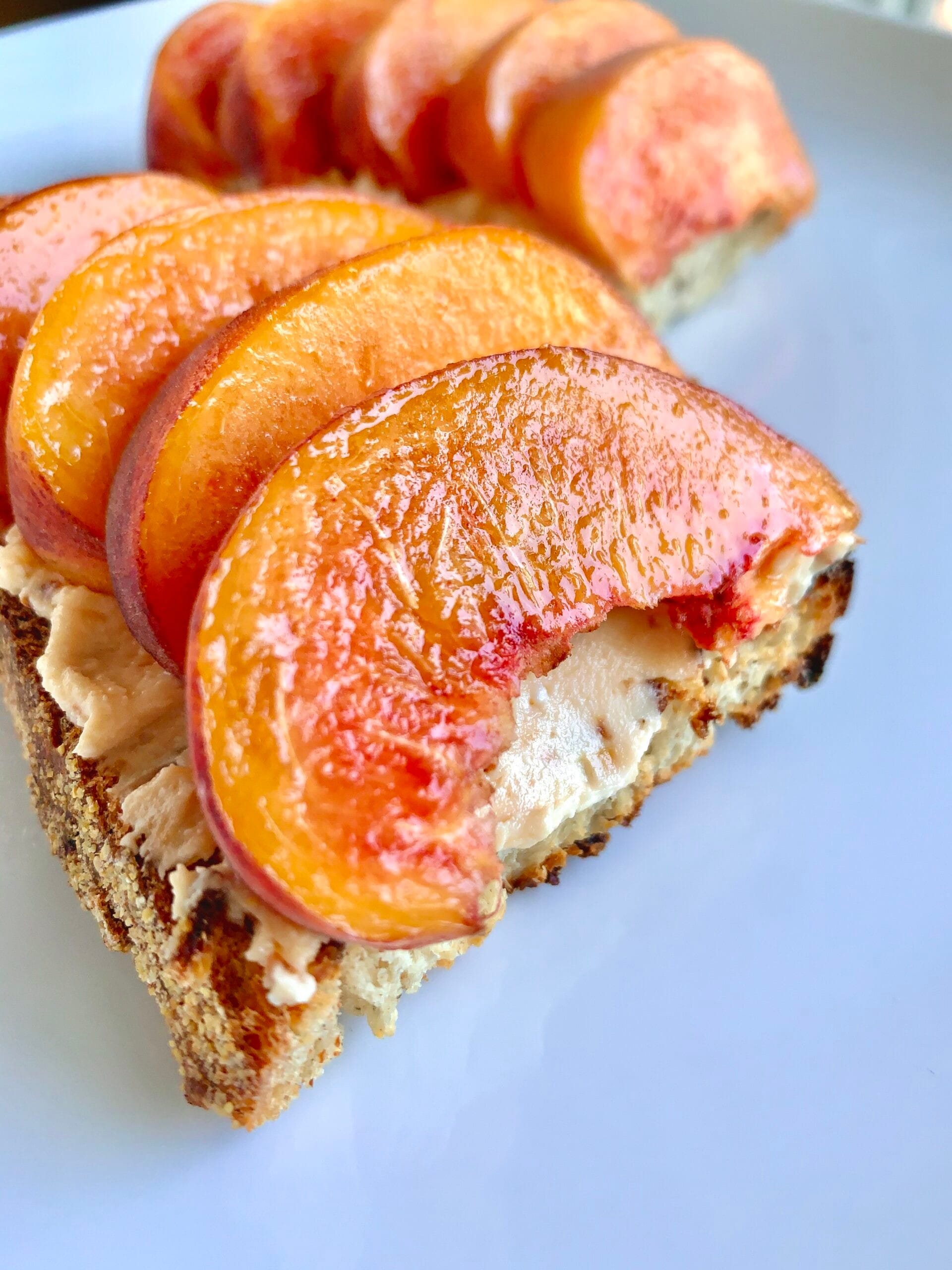 sourdough toast with goat cheese and peaches