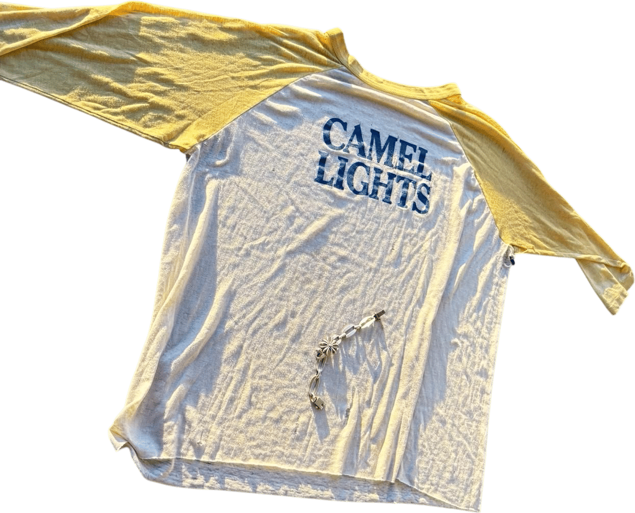 Camel Men's Yellow and Cream T-shirt
