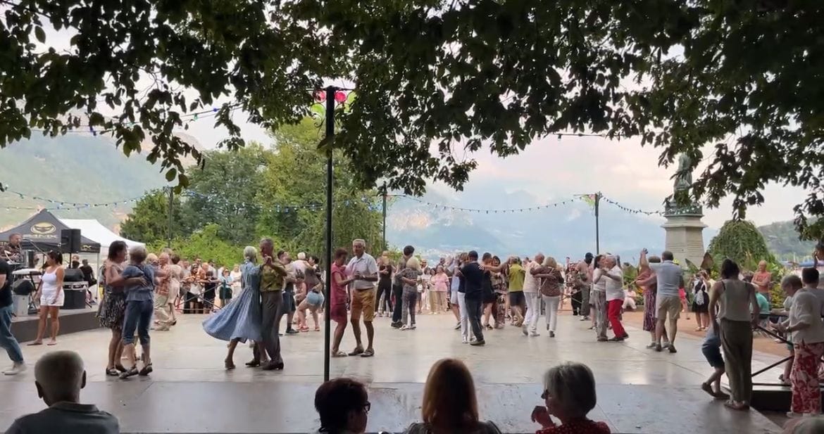 Watching elderly folks dance