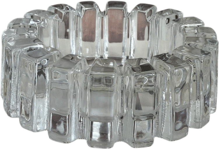 Vintage MCM Brutalist Ribbed Clear Glass Dish