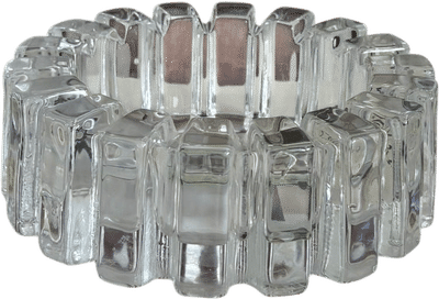 Vintage MCM Brutalist Ribbed Clear Glass Dish
