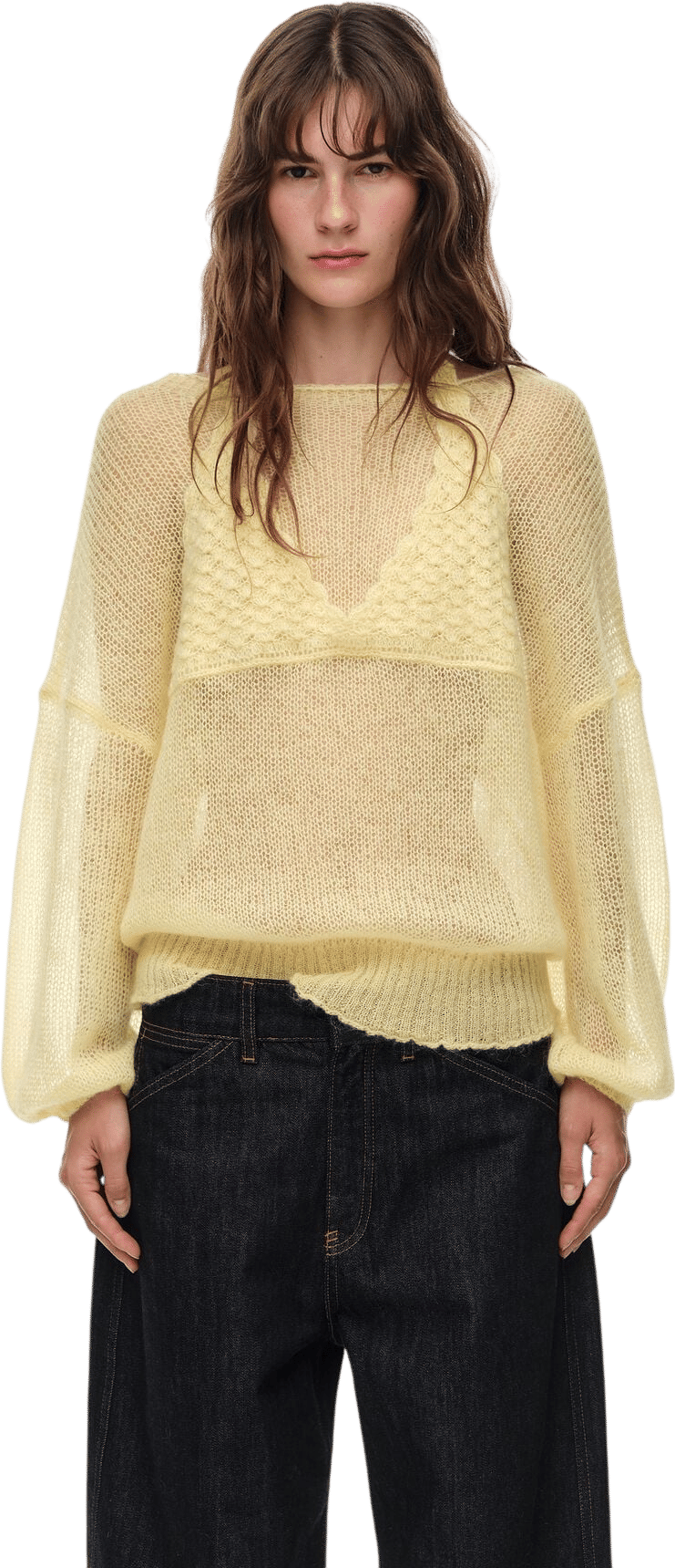 Bimba y Lola Light Yellow Mohair Sweater
