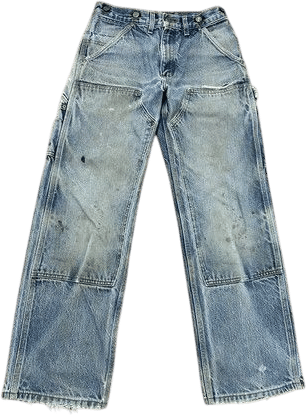 Vintage 90s Carhartt Faded Blue Jeans Denim Double Knee Pant Fit 28x30 Distress