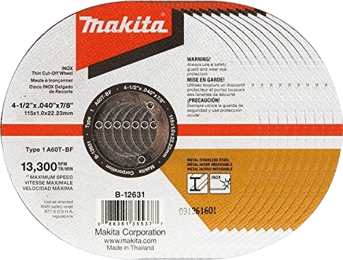 Makita B-12631-10 4-1/2" x .040" x 7/8" INOX Thin Cut-Off Wheel, 10/Pk