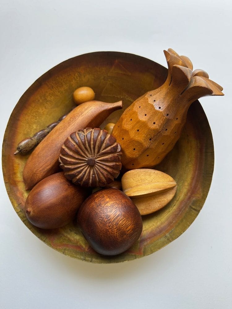 Vintage Mid-Century Wood Fruit Set