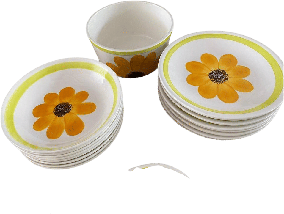 1970s Hand-Painted Tableware
