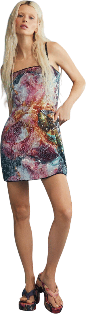 Desigual Sequin Flower Dress Pink