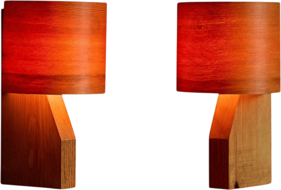 Small Mid-Century Veneer Table Lamps (1960s)