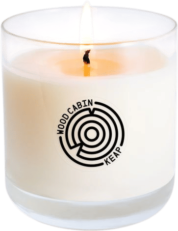 wood cabin candle (Keap)