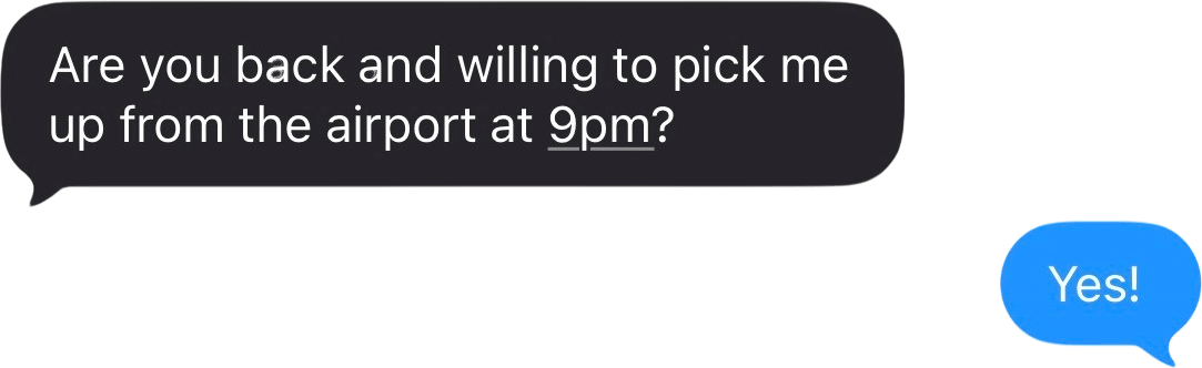 Asking for and giving rides to the airport