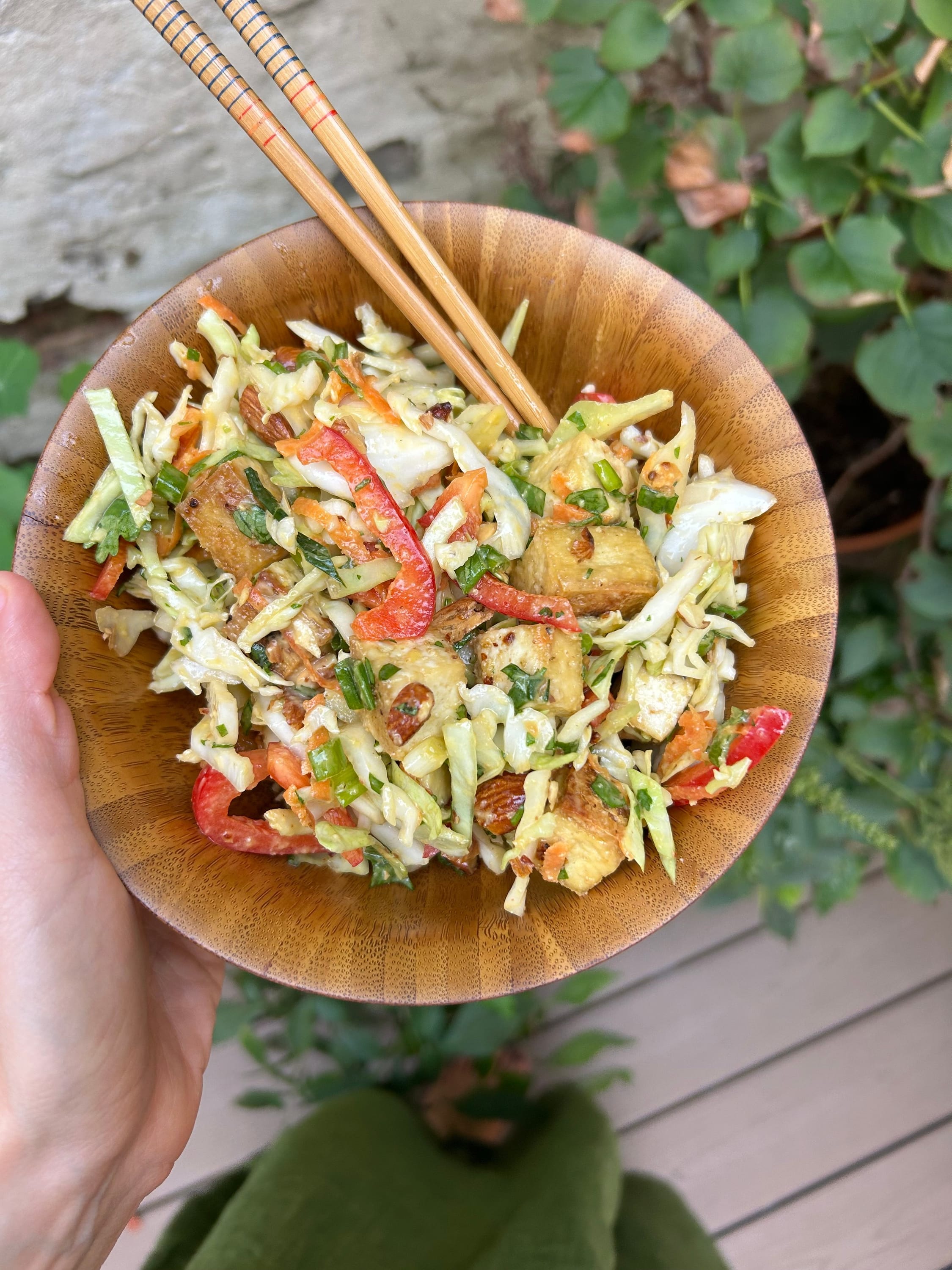 Crunchy Cabbage Lunch Salad With Miso-Ginger Dressing