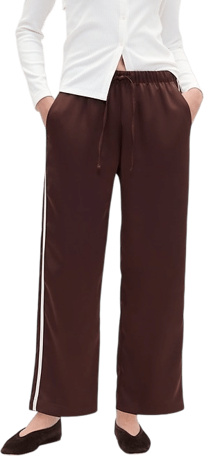Relaxed Satin Straight-Leg Crop Pants