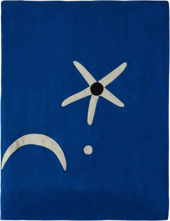 Cosmic Hand-Embroidered Linen Rectangular Tablecloth