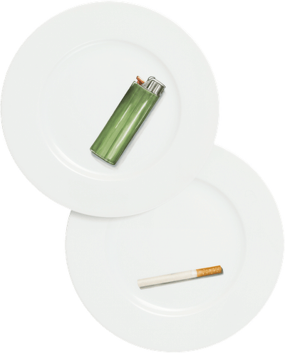 Smoke Break Hand Painted Dessert Plate Set