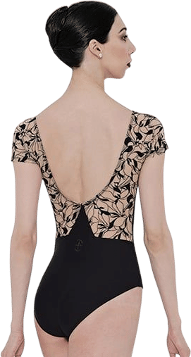 Womens "Zenon" Flocked Trim Short Sleeve Leotard