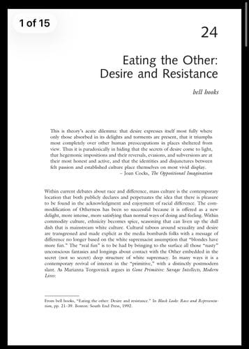 eating the other: desire and resistance - bell hooks