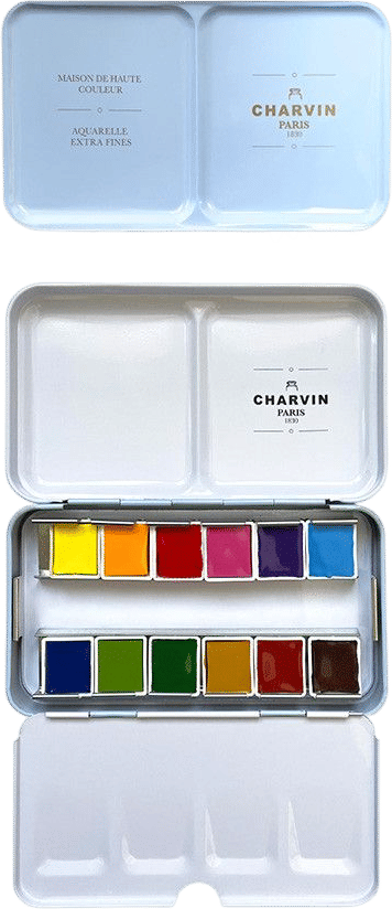 Metal Watercolor Box Royal Blue Extra Fine 12 Half Pans