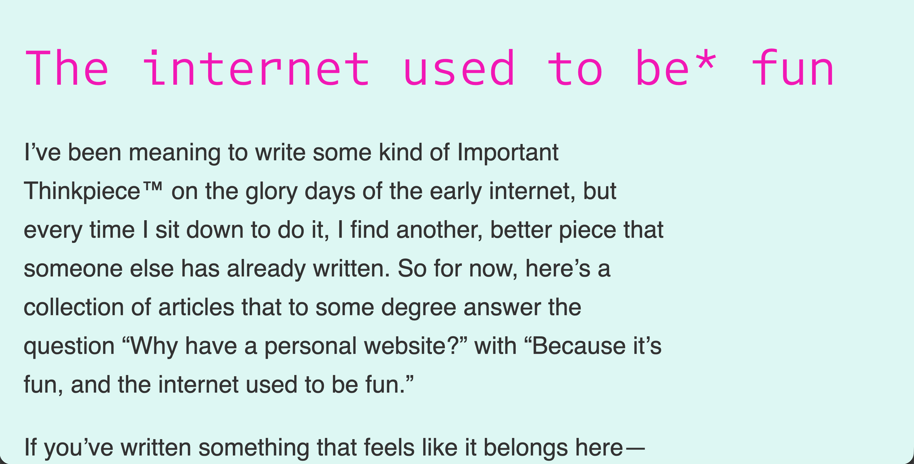 The internet used to be fun
