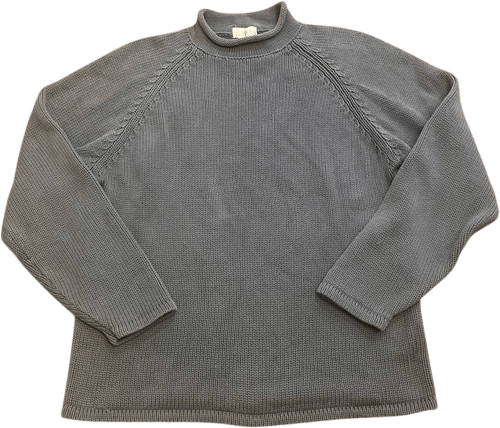 Vintage J Crew Sweater Mens Medium Blue Roll Neck Cotton Knit Fisherman Oarsman