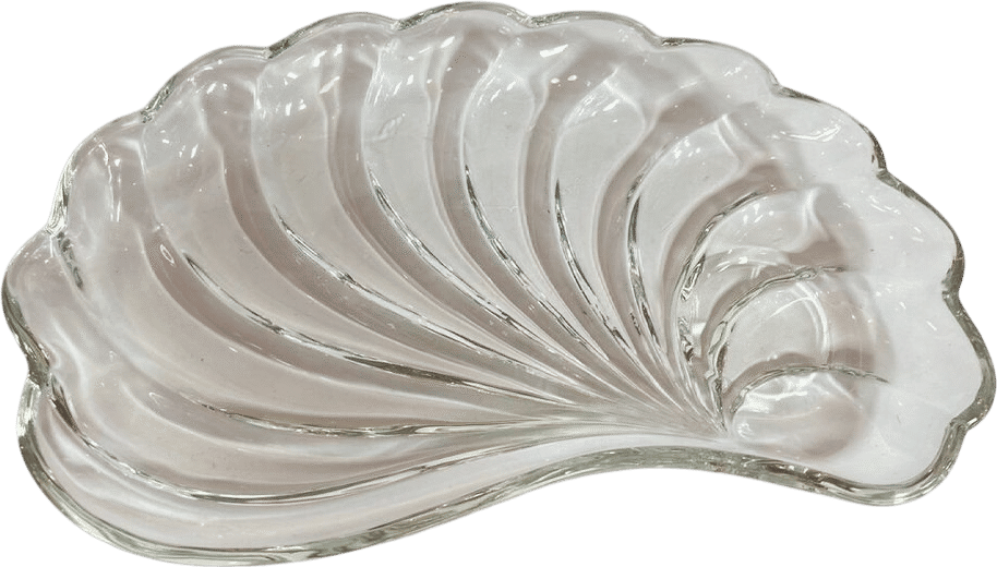 Vintage Hazel Atlas Clear Glass Nautilus Seashell Serving Platter