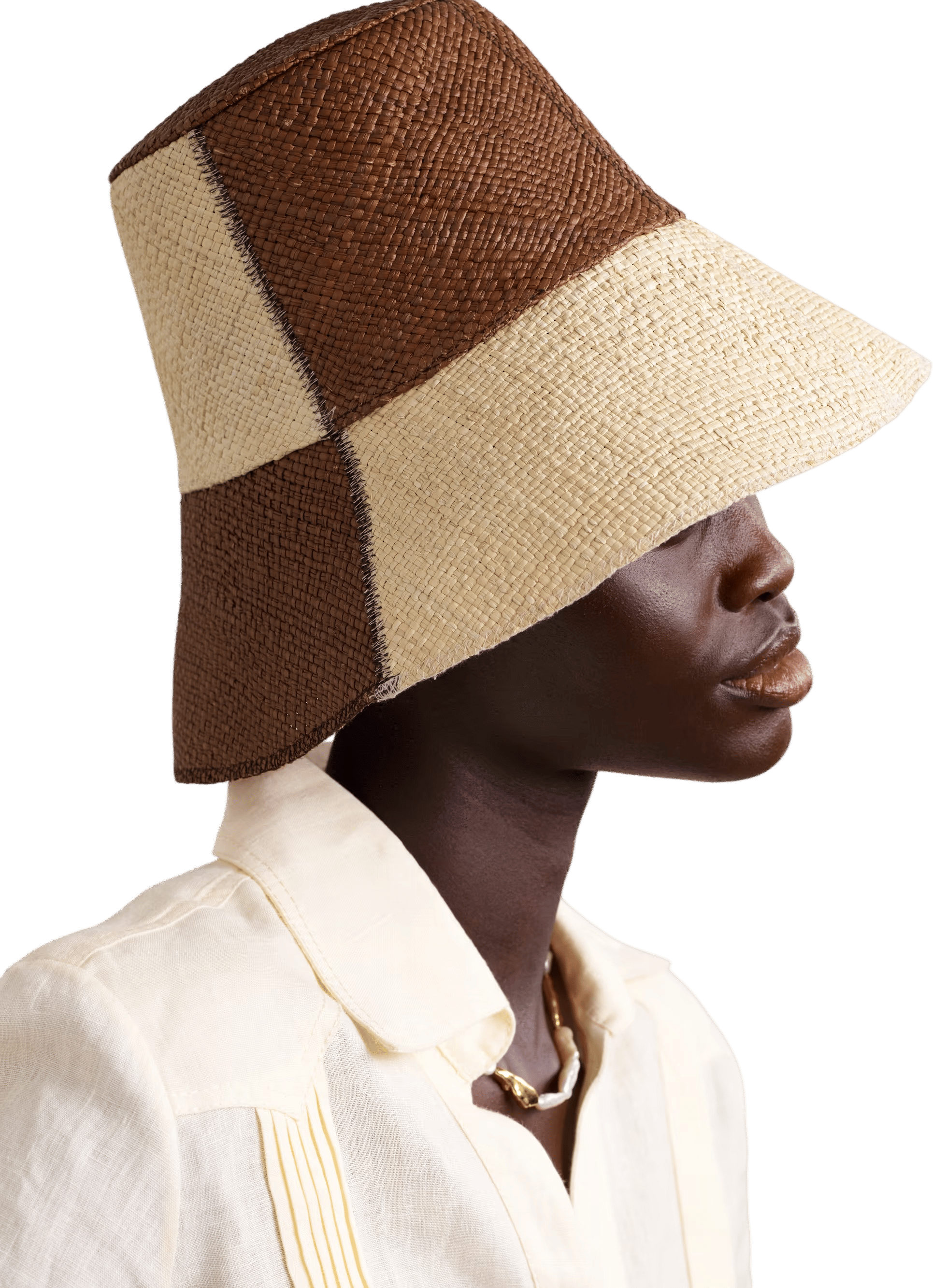 + Artesano Heaven and Earth checked straw bucket hat