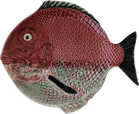 Vintage Majolica Red Fish Serving Platter