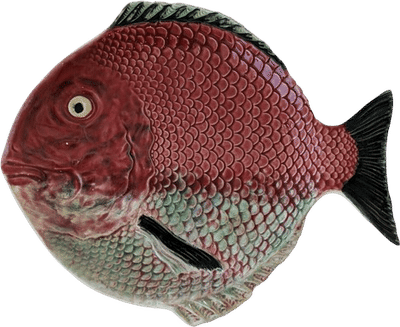 Vintage Majolica Red Fish Serving Platter